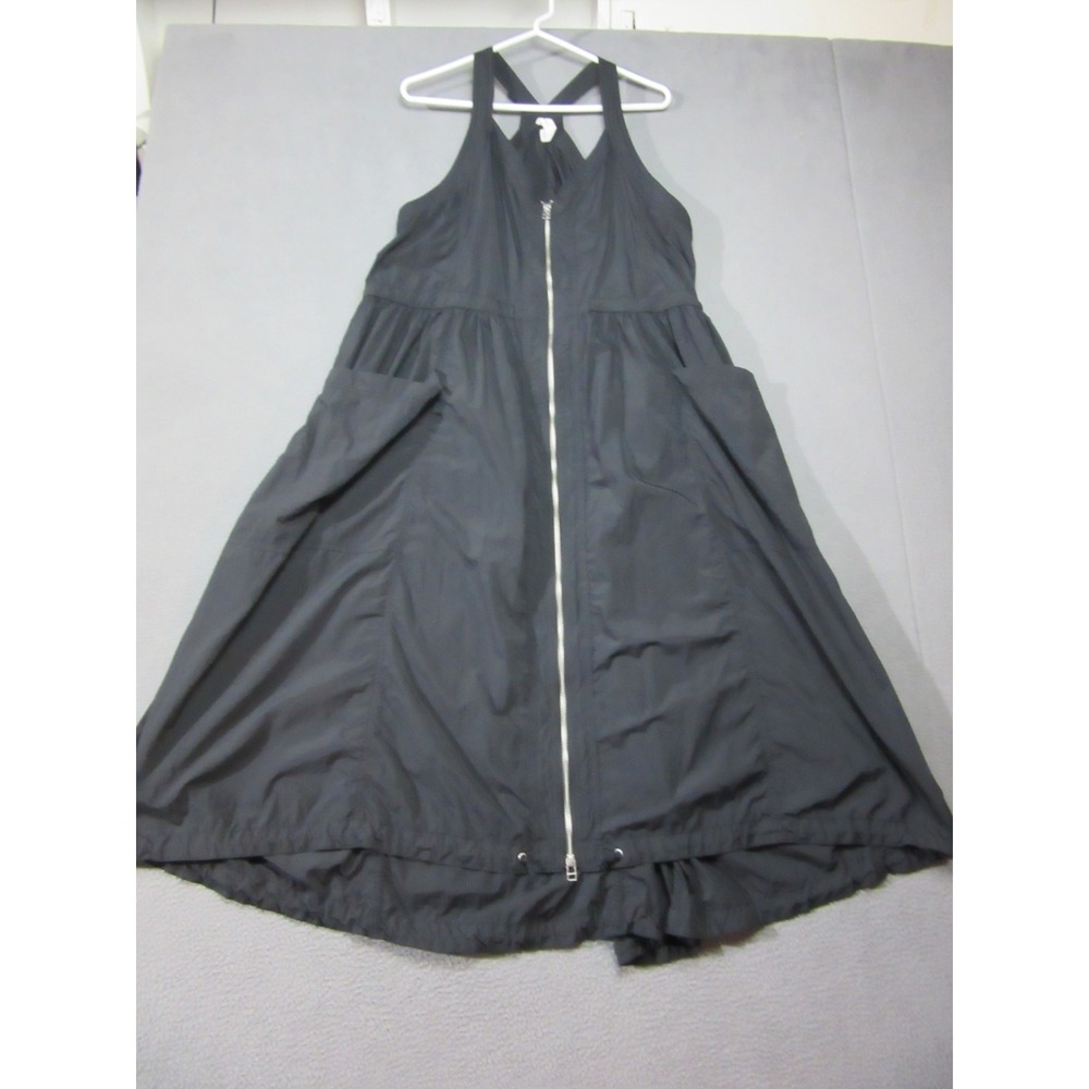Daily Practice Dress Womens Large Black Full Zip Front Pockets Adjustable Hem